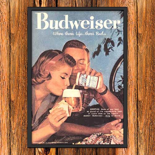 Quadro Decorativo -Budweiser vintage anos 40 